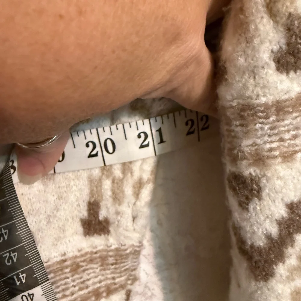 Olive & Oak Brown and Cream Geometric Sweater Dress With Belt, Sz XL - Picture 7 of 10